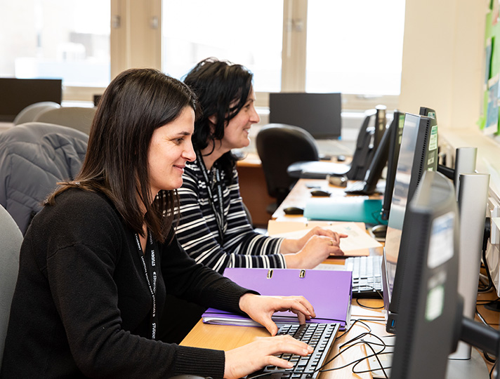 Students working in the classroom